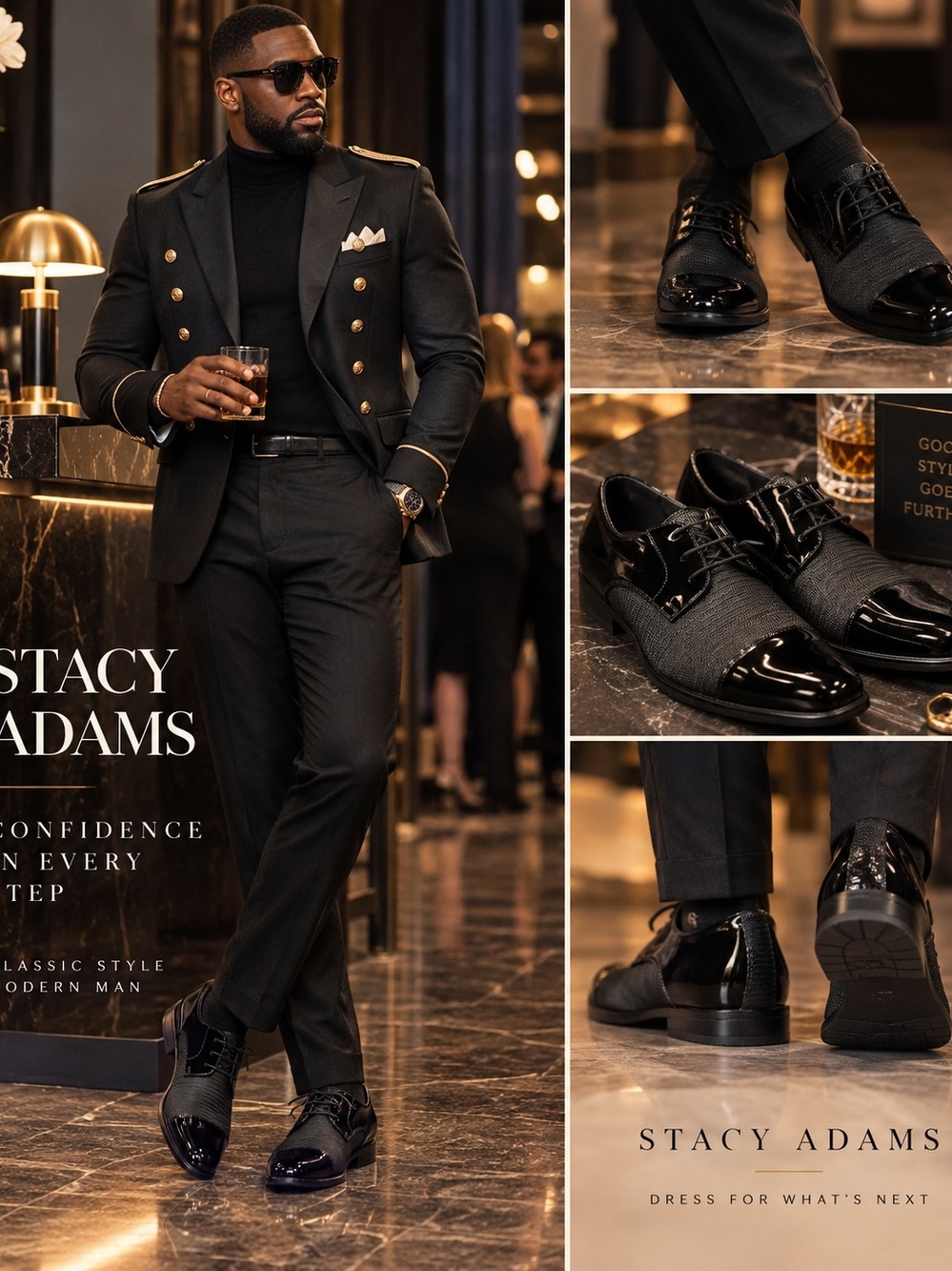Stacy Adams Men's Black Two-Tone Dress Oxfords